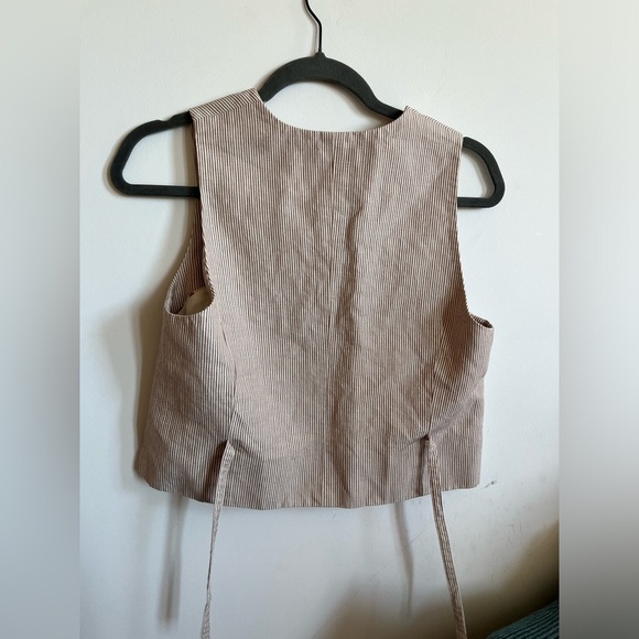 Rebecca Taylor Linen-Cotton Striped Vest Top - Picture 6 of 16